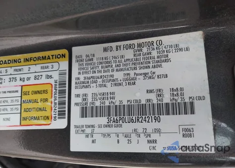 2018 Ford Fusion Hybrid Se from USA, damaged, VIN 3FA6P0LU6JR242190